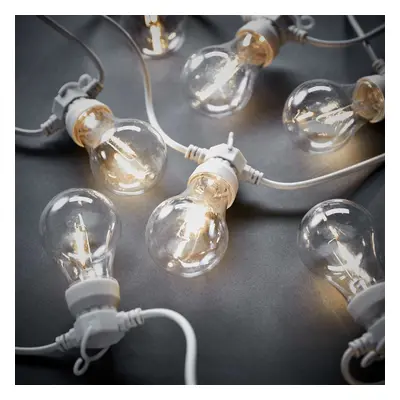 BULB LIGHTS kültéri égősor fali csatlakozóval, krémszín 10 égő