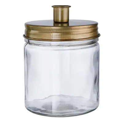 CANDLE JAR üveg tároló gyertyatartóval, arany 15cm