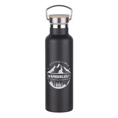 WANDERLUST termosz füllel és bambusz kupakkal, fekete 650ml