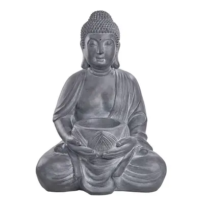 BUDDHA szobor tartóval, antracit szürke 68 cm