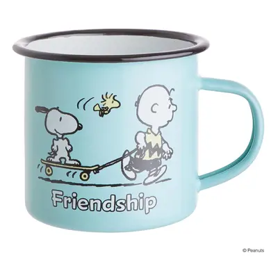 PEANUTS zománcozott bögre, világoskék 'Friendship' 380ml