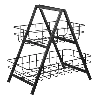 GRID két emeletes fém tároló, fekete 33 cm