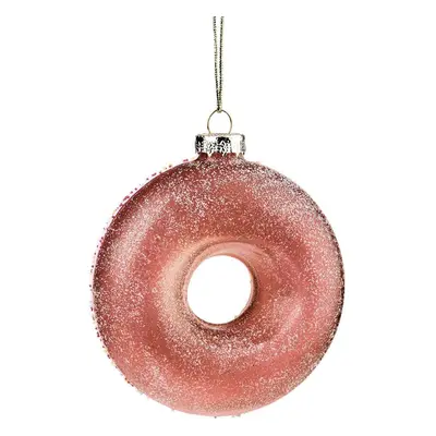 HANG ON üveg karácsonyfadísz fánk pink 10cm