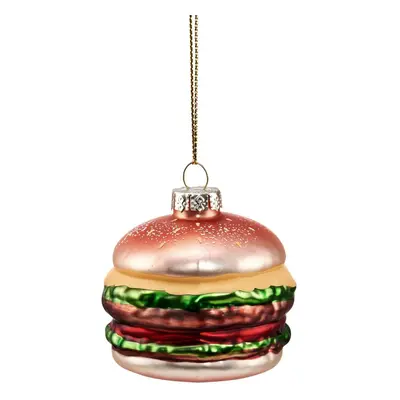 HANG ON üveg karácsonyfadísz burger, 6cm