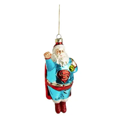 HANG ON üveg karácsonyfadísz Santa superman 16cm