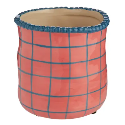 POTTERY kaspó, pink-kék kockás