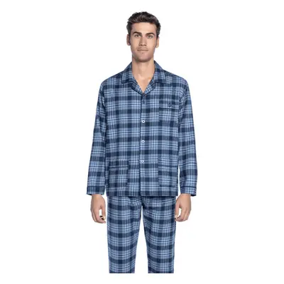 LORENZO férfi flanel pizsama XL Kék / Blue