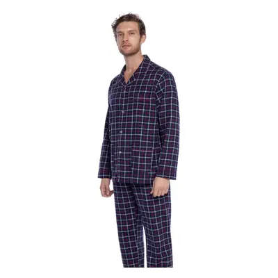 PASQUAL férfi flanel pizsama 4XL Sötét kék / Navy