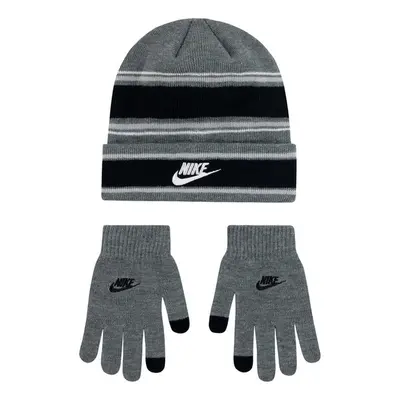 Nike multi stripe beanie set