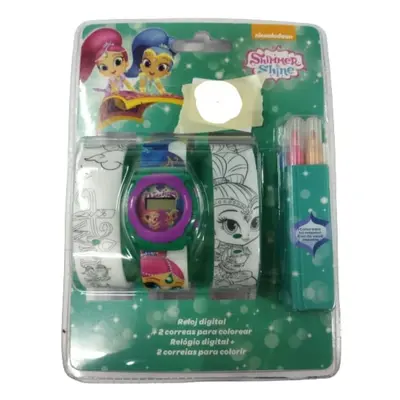 Színezhető, cserélhető szíjú gyerek karóra, kvarcóra - Shimmer & Shine - ÚJ