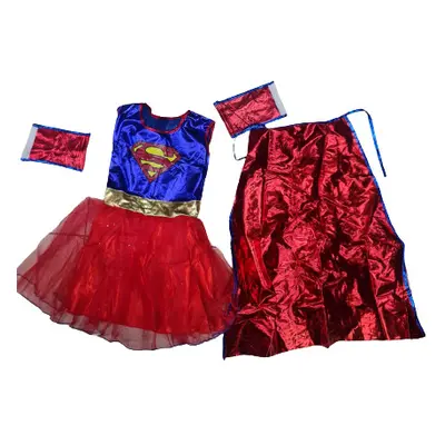 9-10 évesre Supergirl jelmezruha palásttal, csuklórátéttel (XL) - Superman - ÚJ