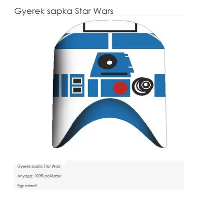 50 cm-es fejre kék-fehér sapka - Star Wars - R2-D2 - ÚJ