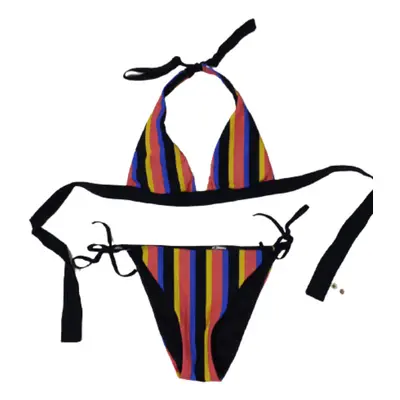 Női XS-S színes csíkos bikini