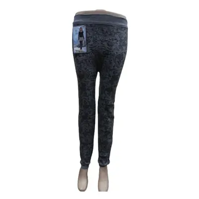 Női XXL-3XL-es szürke virágos vastagabb leggings - Új