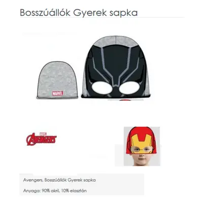 52 cm-es fejre szürke kötött sapka - Avengers - Fekete Párduc - ÚJ