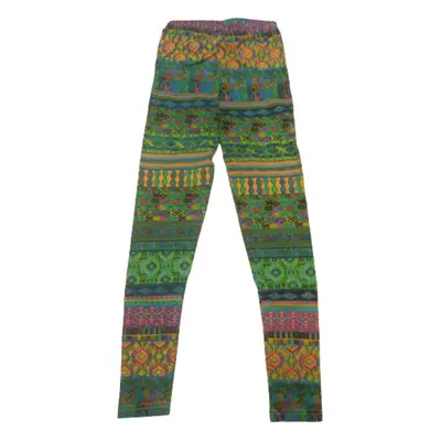 164-es zöld-sárga mintás leggings - ÚJ