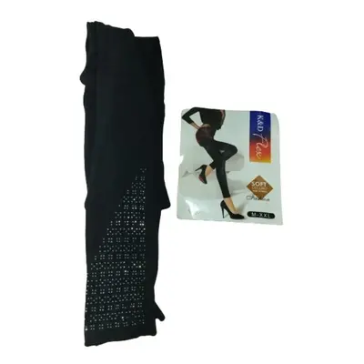 Női XXL-5XL fekete vastagabb strasszos leggings jellegű harisnya - ÚJ