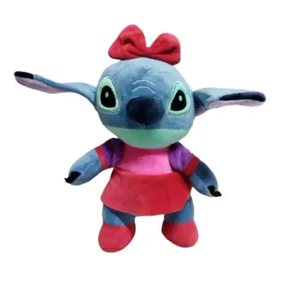 Kék plüss figura, rózsaszín-piros ruhás - Lilo és Stitch - ÚJ