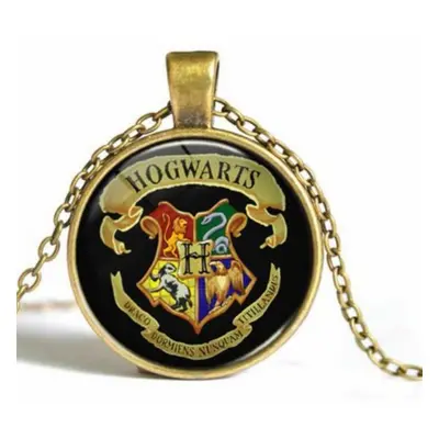 Bronz nyaklánc fekete medállal - Hogwarts - Harry Potter - ÚJ