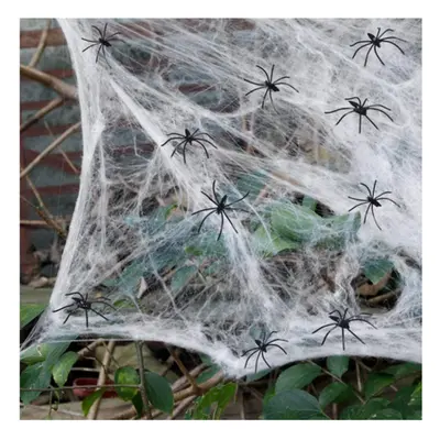 Fehér pókháló műanyag pókkal - Halloween - ÚJ