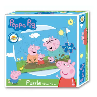 24 db-os puzzle, kirakó, Peppa család - Peppa malac - Peppa Pig - ÚJ