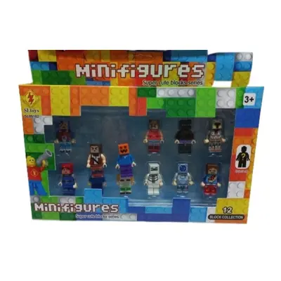 12 db Minecraft jellegű minifigura egyben, építőjáték - ÚJ