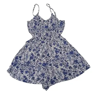 Női XXS-es fehér-kék virágos playsuit - H&M