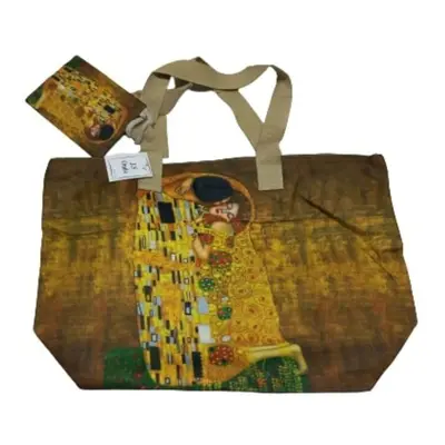 Vászon füles táska, strandtáska pénztárcával (textil szütyővel) - Klimt: A csók - ÚJ