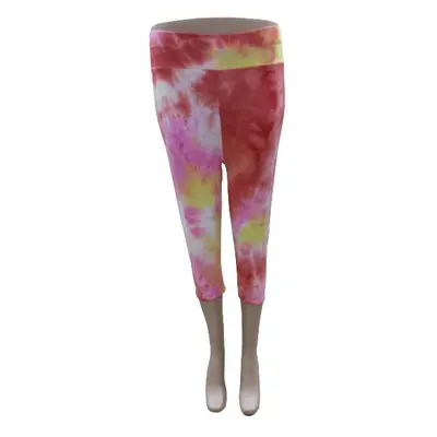 Női XL-3XL-es narancssárga-rózsaszín-sárga batikolt hatású capri leggings - ÚJ