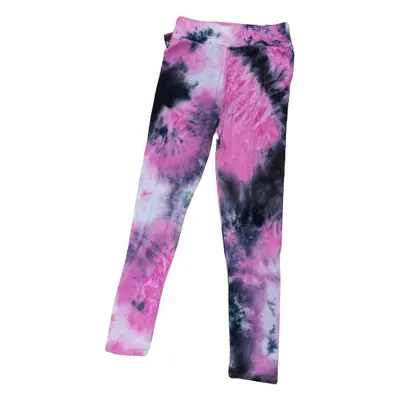 Női S-L-es fekete-pink batikolt hatású leggings - ÚJ