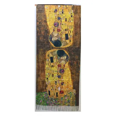 Nagyméretű kétoldalú festményes sál, kendő, stóla - Gustav Klimt: A csók - ÚJ