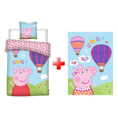 Peppa malac Hot Air Balloon gyerek ágyneműhuzat és polár takaró szett