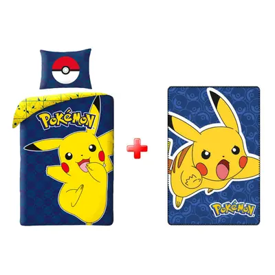 Pokémon Joyful Pikachu ágyneműhuzat és polár takaró szett