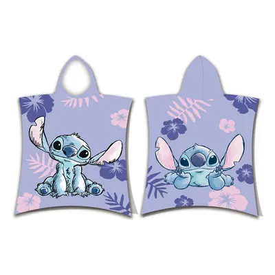 Disney Lilo és Stitch, A csillagkutya Purple strand törölköző poncsó 50x115 cm