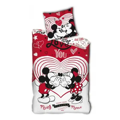 Disney Minnie, Mickey Kiss ágyneműhuzat 140×200cm, 63×63 cm microfibre