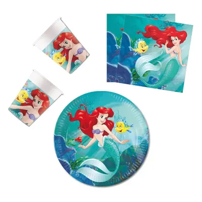 Disney Hercegnők, Ariel Curious party szett 36 db-os 23 cm-es tányérral