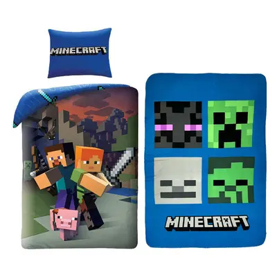 Minecraft Steve and Alex ágyneműhuzat és polár takaró szett