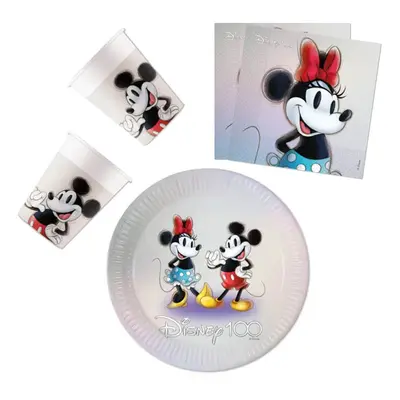 Disney 100 Minnie party szett 36 db-os 23 cm-es tányérral