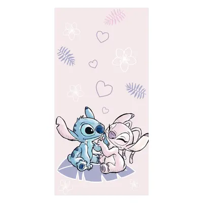 Disney Lilo és Stitch, A csillagkutya Pink fürdőlepedő, strand törölköző 70x140cm