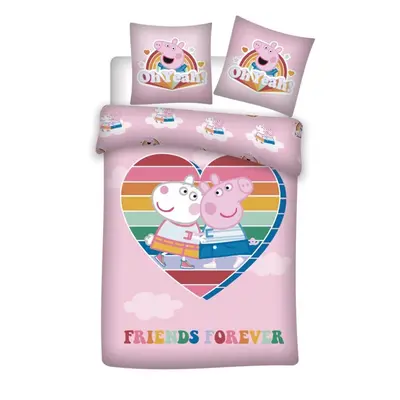 Peppa malac Love ágyneműhuzat 140×200cm, 63×63 cm microfibre