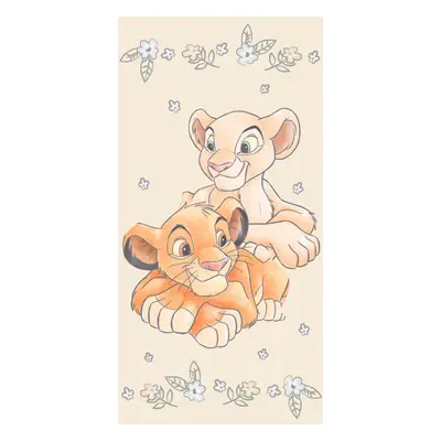 Disney Az Oroszlánkirály Simba & Nala fürdőlepedő, strand törölköző Yellow 70*140cm