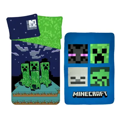 Minecraft Sssleep Tight ágyneműhuzat és polár takaró szett