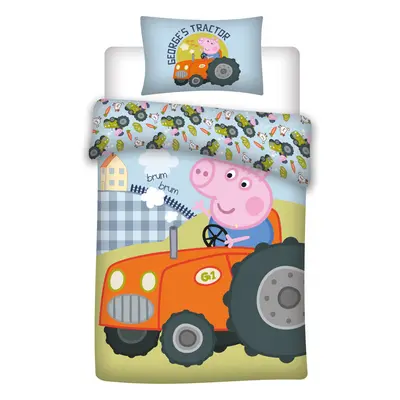 Peppa malac George&#039;s Tractor gyerek ágyneműhuzat 100×135cm, 40×60 cm