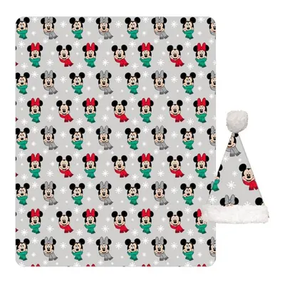 Disney Mickey, Minnie Noel karácsonyi coral fleece takaró és sapka szett