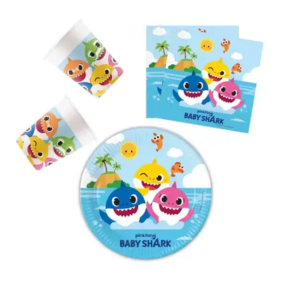 Baby Shark Fun in the Sun party szett 36 db-os 23 cm-es tányérral