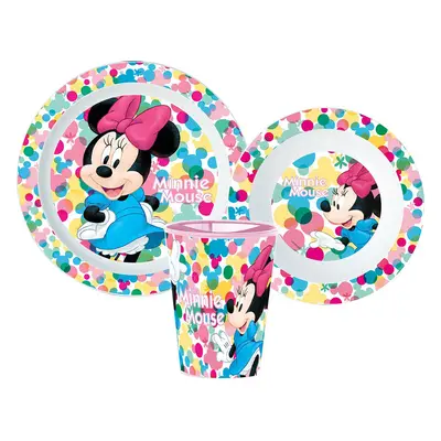 Disney Minnie étkészlet, micro műanyag szett, pohárral 260 ml