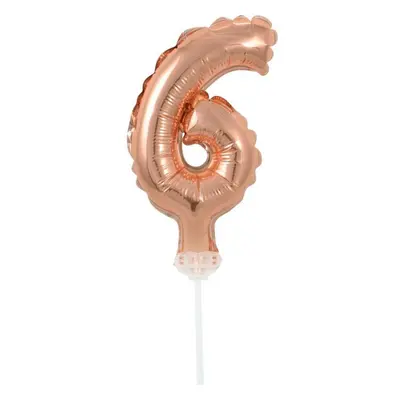 Rose Gold 6-os szám fólia lufi tortára 13 cm