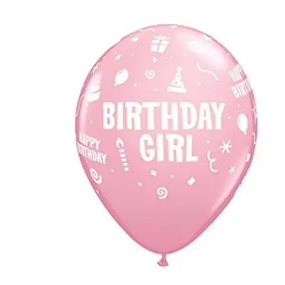 Happy Birthday Girl Pink léggömb, lufi 6 db-os 11 inch (28 cm)