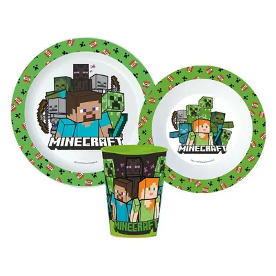 Minecraft étkészlet, micro műanyag szett, pohárral 260 ml