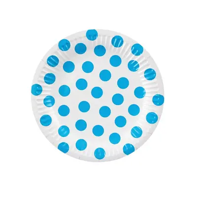 Pöttyös Sky Blue Polka Dot papírtányér 6 db-os 18 cm